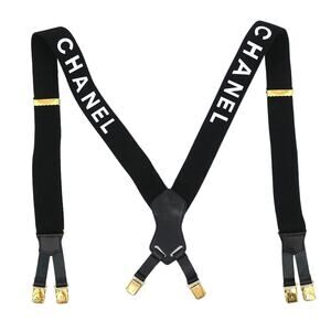 Chanel Canvas Logo Suspenders Belt Black